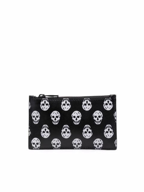 skull-print zipped wallet