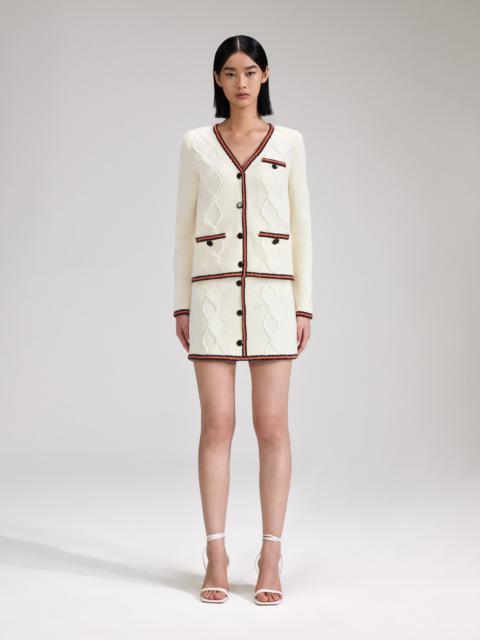 self-portrait Cream Cable Knit Cardigan