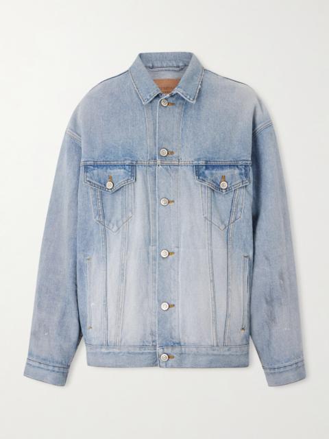 BALENCIAGA Oversized Distressed Printed Denim Jacket