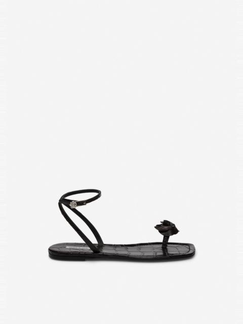 MAGDA BUTRYM Rose toe-post sandals in croco-embossed leather