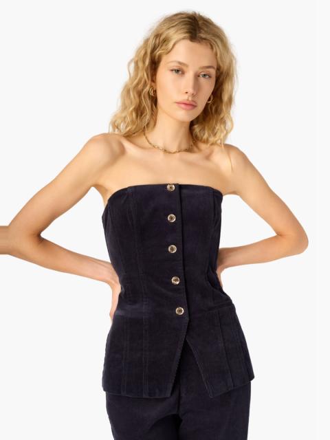 CAMI NYC IMAN CORDUROY STRAPLESS TOP NAVY