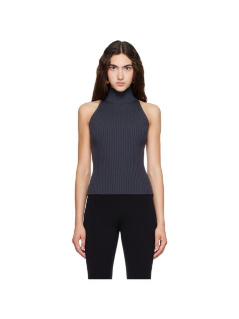 Alaïa Gray Halter Neck Rib Knit Tank Top