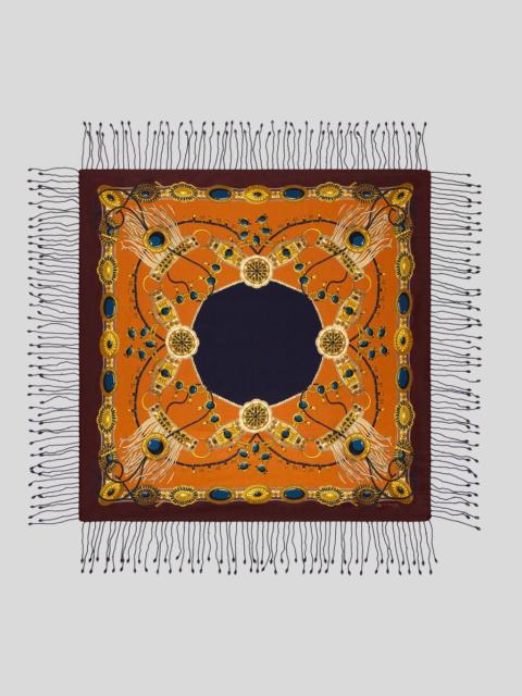 Etro SILK SCARF WITH FRINGING AND JEWEL MOTIF