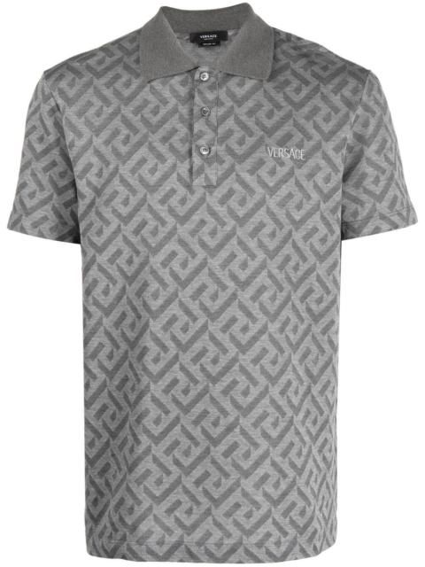 VERSACE La Greca-print polo shirt