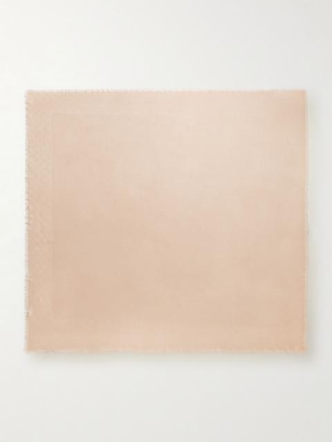 GUCCI Frayed wool and silk-blend jacquard scarf Blush
