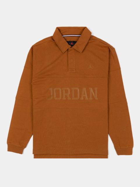Jordan Essentials Rugby Mens Long Sleeve Shirt (Tan)