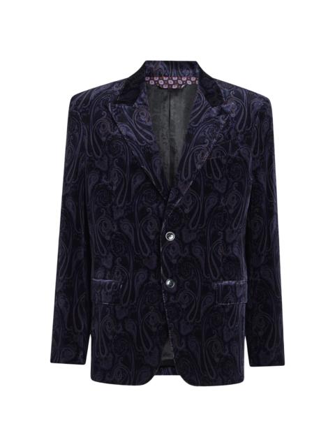 Etro Men's Milano Peak Lapel Jacket - Print On Black Base