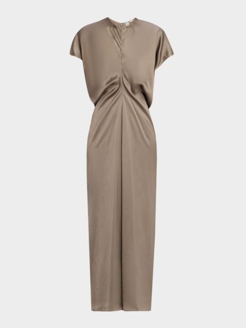 TOTEME Satin Slouch Waist Short-Sleeve Dress