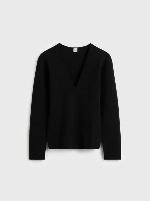 TOTEME Compact knit v-neck black