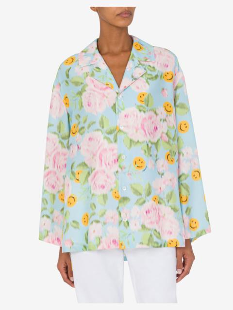 Moschino SILK SATIN SHIRT SMILEY® & ROSES