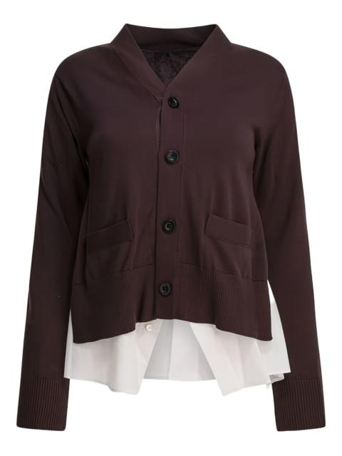 sacai poplin knit cardigan
