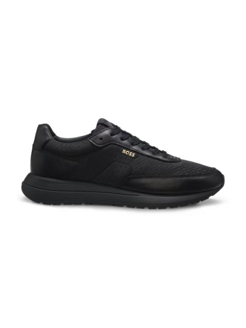 BOSS MONOGRAM SNEAKERS WITH LEATHER TRIM AND EVA RUBBER SOLE