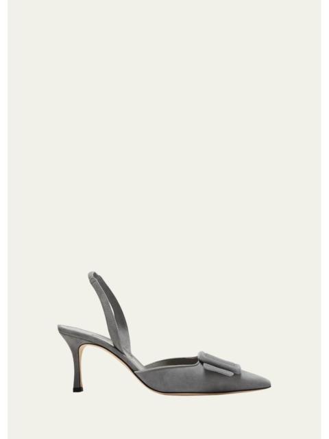 Manolo Blahnik Maysli Suede Buckle Halter Pumps