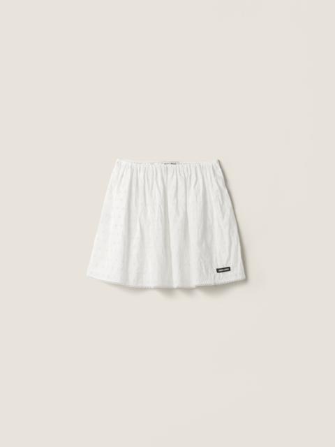 Miu Miu Slubbed eyelet poplin skirt