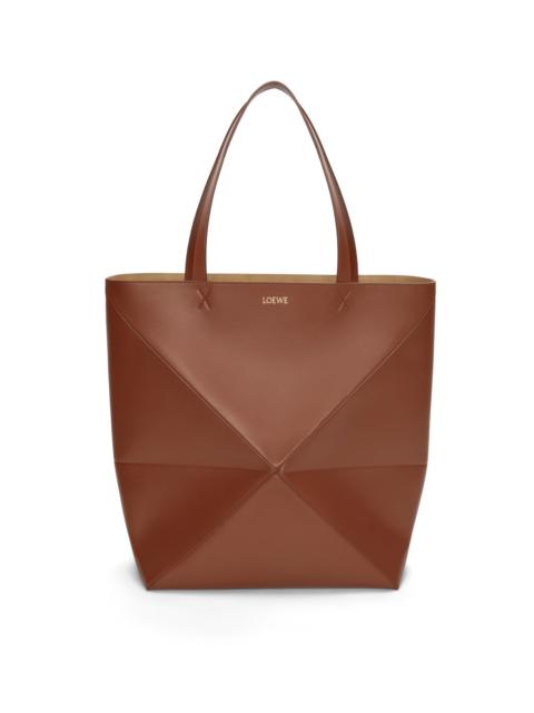 XL Puzzle Fold Tote in shiny calfskin