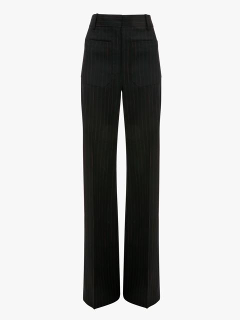 Victoria Beckham Alina Trouser In Navy-Rose Pinstripe