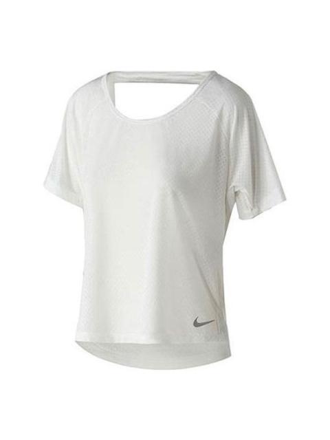 Nike (WMNS) 나이키 호흡 밀러 짧은 소매 백색 AJ8142-100를 달리기