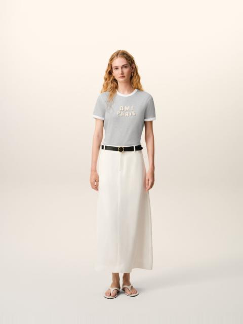 AMI Paris GREY COTTON AMI PARIS KNITTED PATCH T-SHIRT
