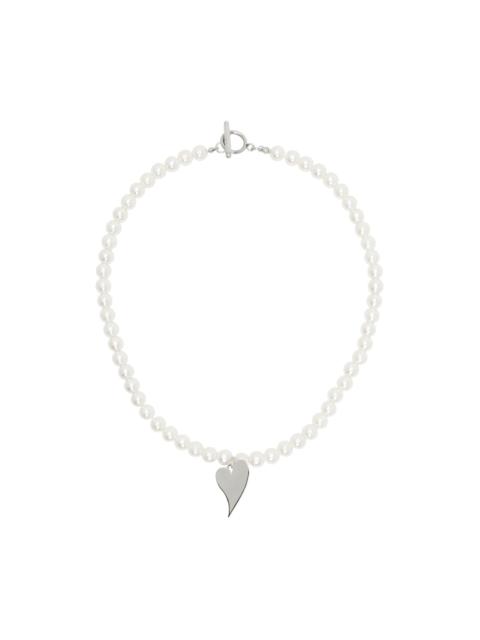 KIMHĒKIM White Faux-Pearl Heart Pendant Necklace