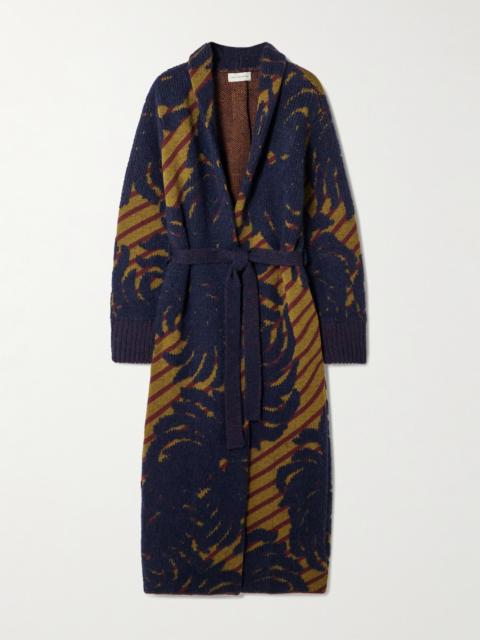 Dries Van Noten Belted Intarsia Wool-blend Cardigan