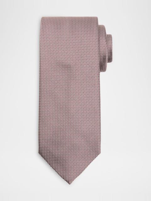 Brioni Men & apos;s Micro-Geometric Square Jacquard Silk Tie