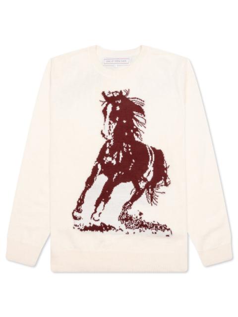 One Of These Days RUNNING HORSE KNIT SWEATER - OATMEAL