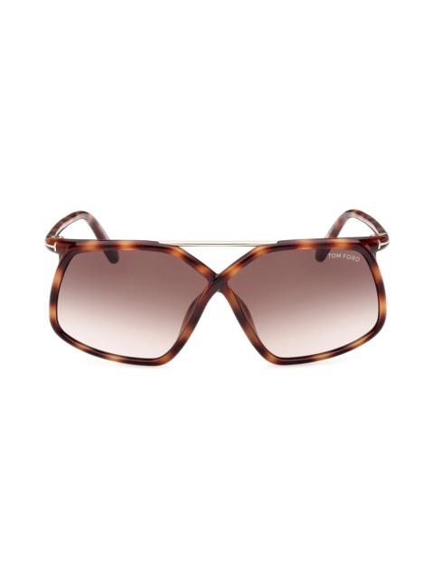 Meryl 64mm Gradient Polarized Oversize Square Sunglasses in Shiny Havana Rose Gold/Brown