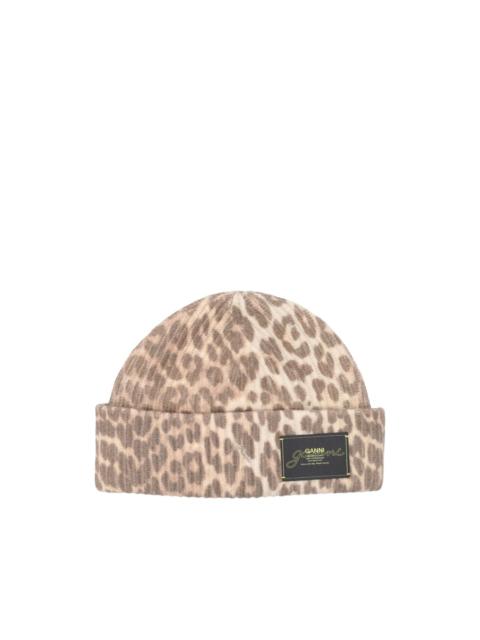【関税込み】Graphic Leopard Beanie - Ganni - Wool - Printed GANNI leopard-print beanie | REVERSIBLE