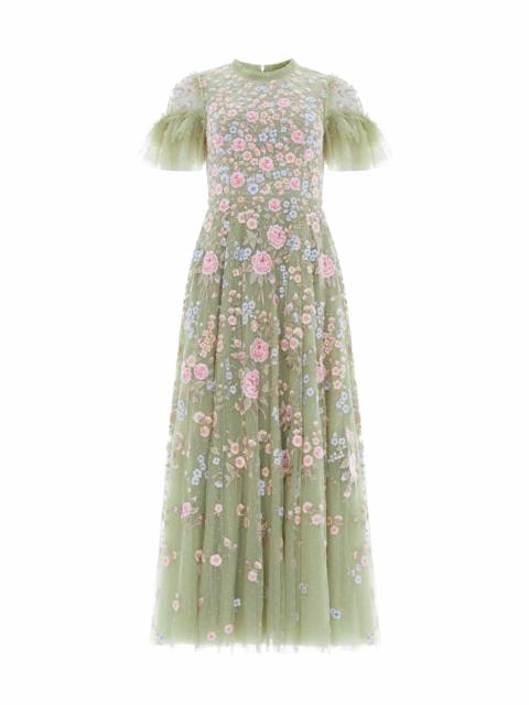 Needle & Thread Antoinettes Floral Round Neck Ankle Gown