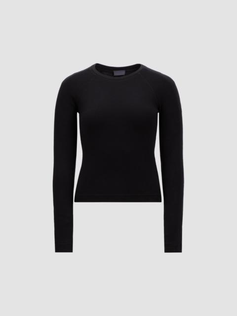 Moncler Embroidered Long Sleeve Wool T-Shirt