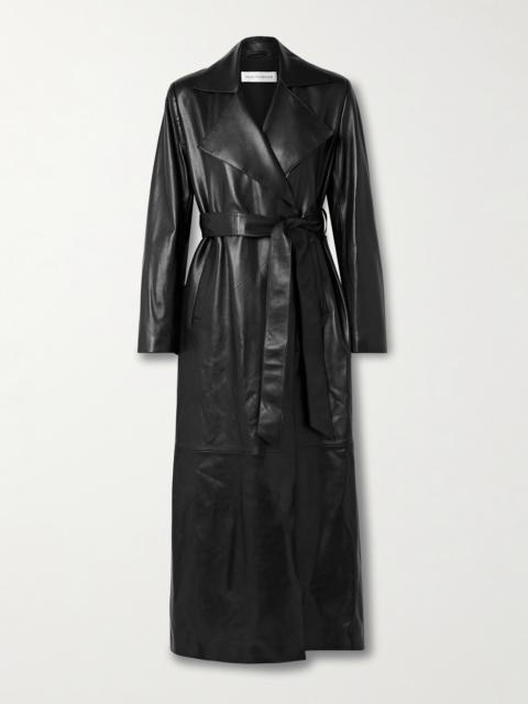 NOUR HAMMOUR Kasha Belted Leather Trench Coat