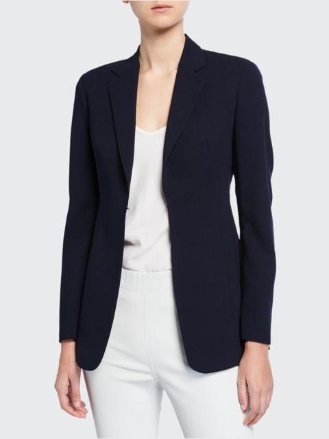 AKRIS Leather-Collar Wool Jacket