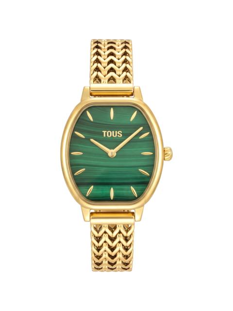 TOUS Analog watch with gold-colored steel bracelet and malachite TOUS Osier