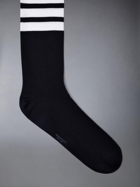 Thom Browne Over The Calf Socks With White 4-Bar Stripe In Lightweight Cotton