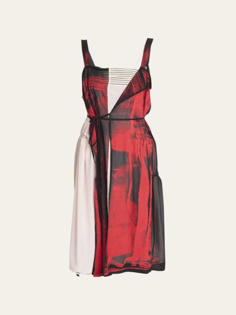 Maison Margiela Layered Abstract Self-Tie Silk Dress