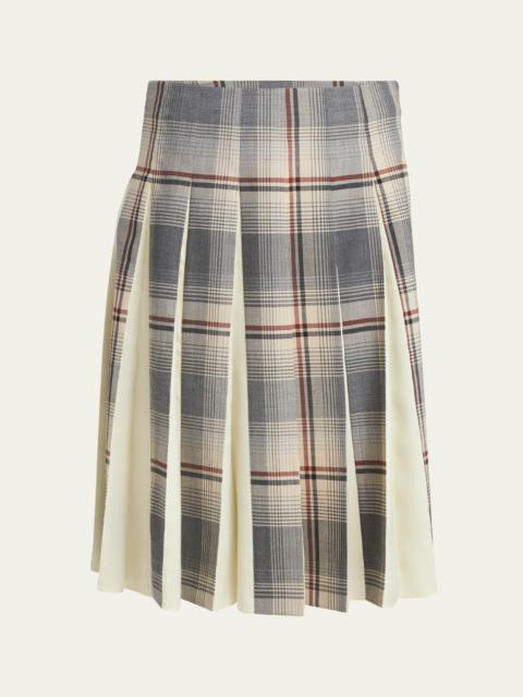Marni Plaid Pleated Skirt