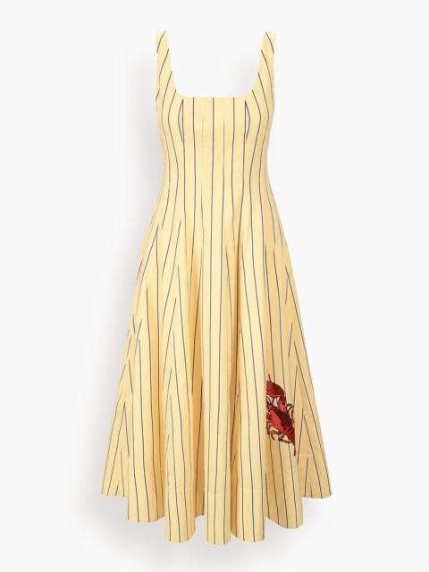 STAUD Wells Dress in Monday Stripe Lobster