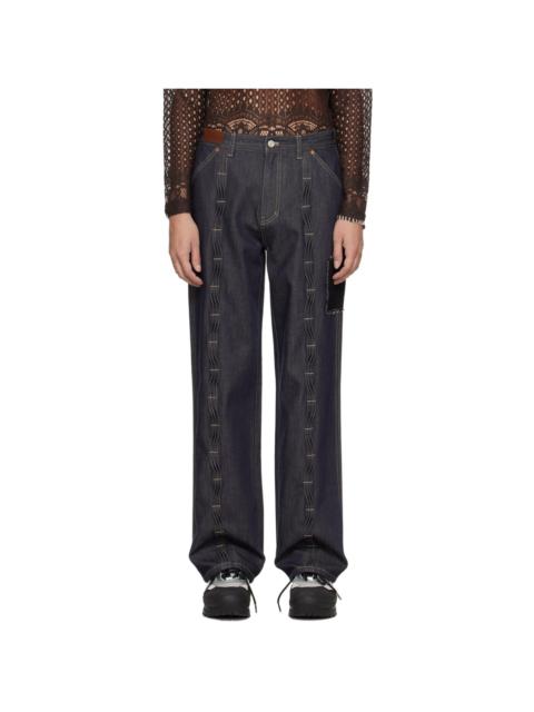 Andersson Bell Indigo Patchwork Wave Tuck Jeans