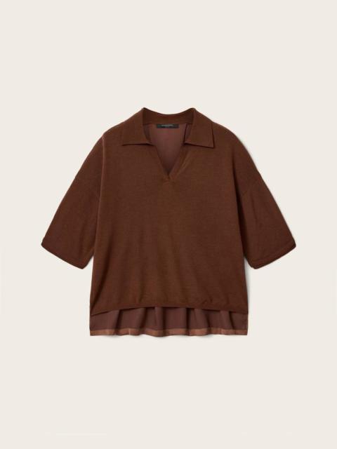 ALLSAINTS BERN SHORT SLEEVE WOVEN WOOL POLO