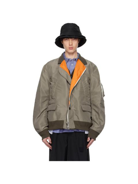 sacai Taupe Nylon Twill Bomber Jacket