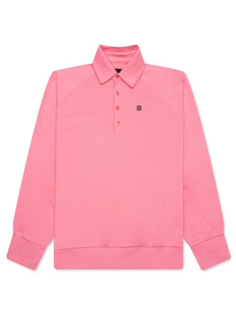 Givenchy LOGO EMBROIDERED LONG-SLEEVE POLO SHIRT - CANDY PINK