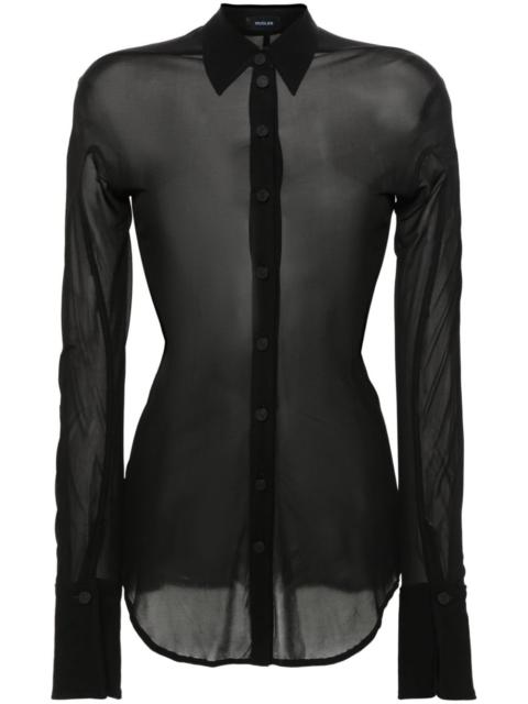 MUGLER semi-sheer jersey shirt