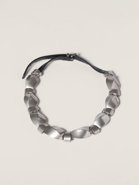 Miu Miu Metal and leather necklace