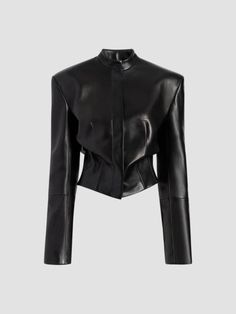 KHAITE Women's Yoko Pleated Leather Jacket - Black