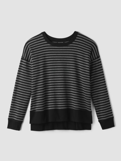 EILEEN FISHER Striped Cozy Brushed Terry Box-Top
