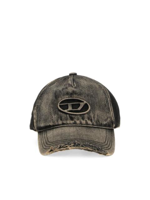 Diesel logo-detail destroyed denim baseball cap