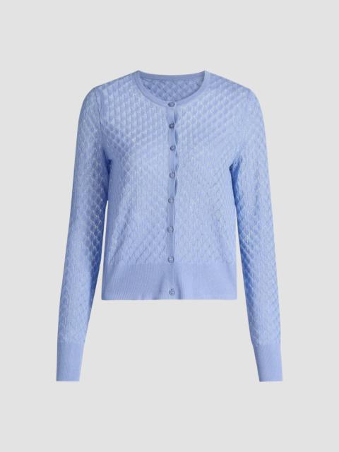 LELA ROSE Women's Pointelle-Knit Cardigan - Bluebell