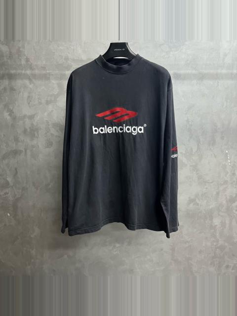 BALENCIAGA Balenciaga Black Logo Letter Printed Crew Neck Long Sleeve T-Shirt
