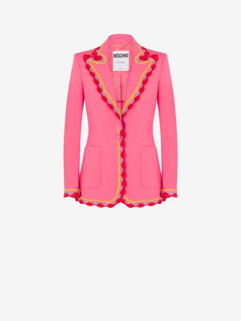 Moschino CROCHET DETAILS STRETCH CANVAS JACKET