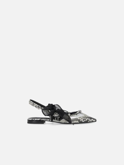 PINKO SLINGBACK BALLERINAS WITH PYTHON PRINT AND TIES